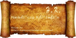Hankóczy Kálmán névjegykártya